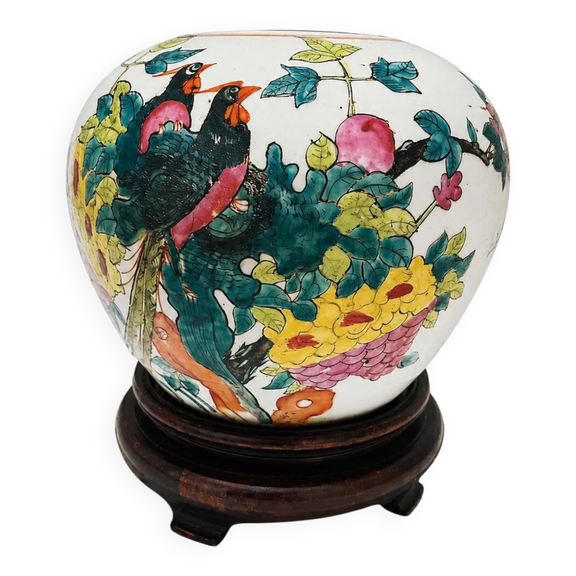 Cache-pot en porcelaine chinoise « famille rose »