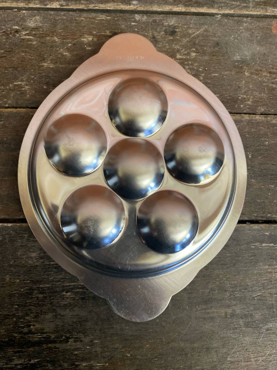 Set of 6 Stainless Steel Escargot Plates with 6 Compartments Made in Japan Used