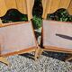 Set of art deco chairs in wood and skaï