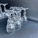 14 Meisenthal blown and engraved digestive glasses