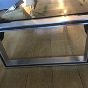 Rectangular coffee table smoked glass chrome and rosewood Claude Gaillard for Ligne Roset 1970