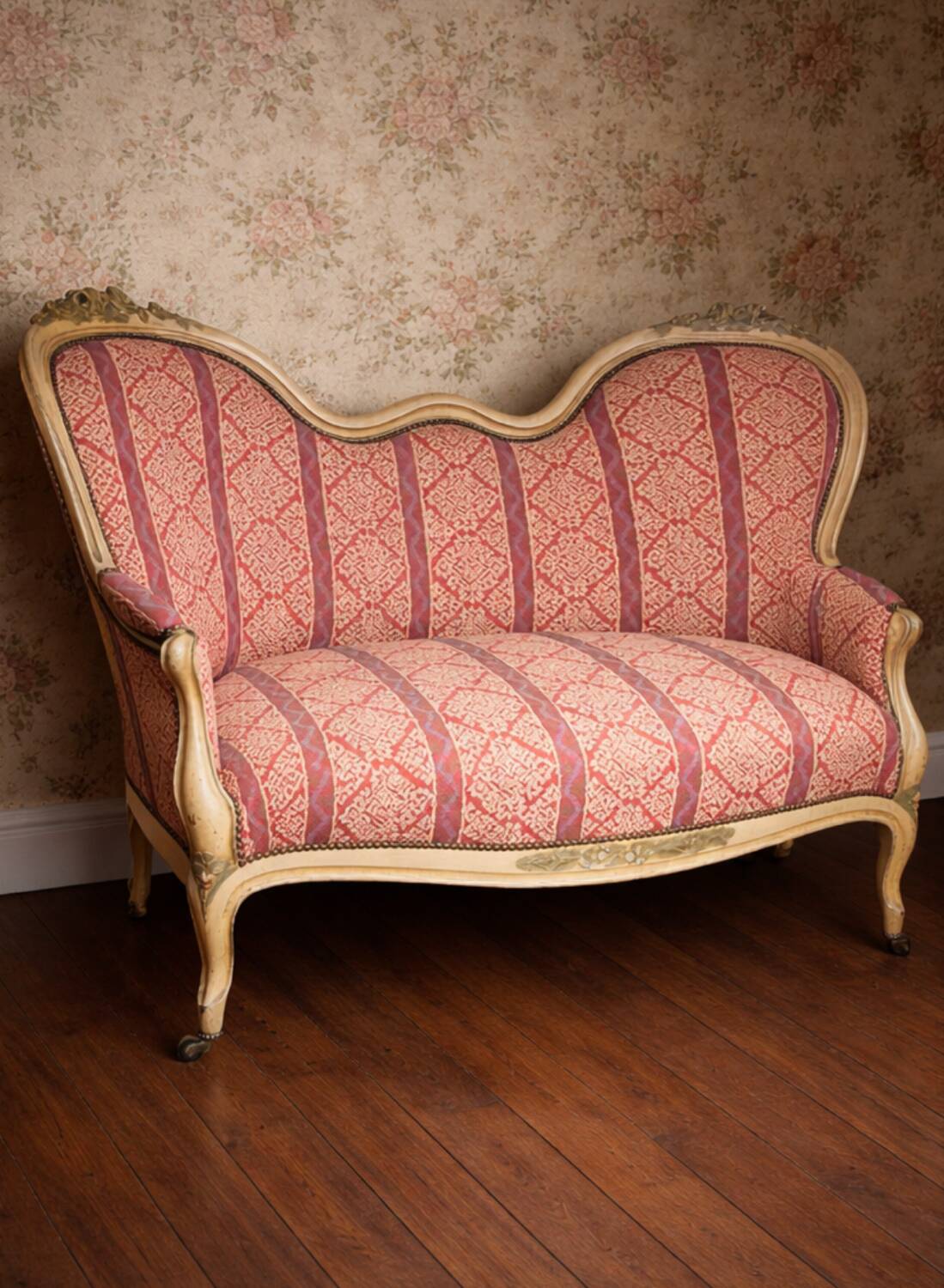 Antique Louis XV style bench, Napoleonic III period.
