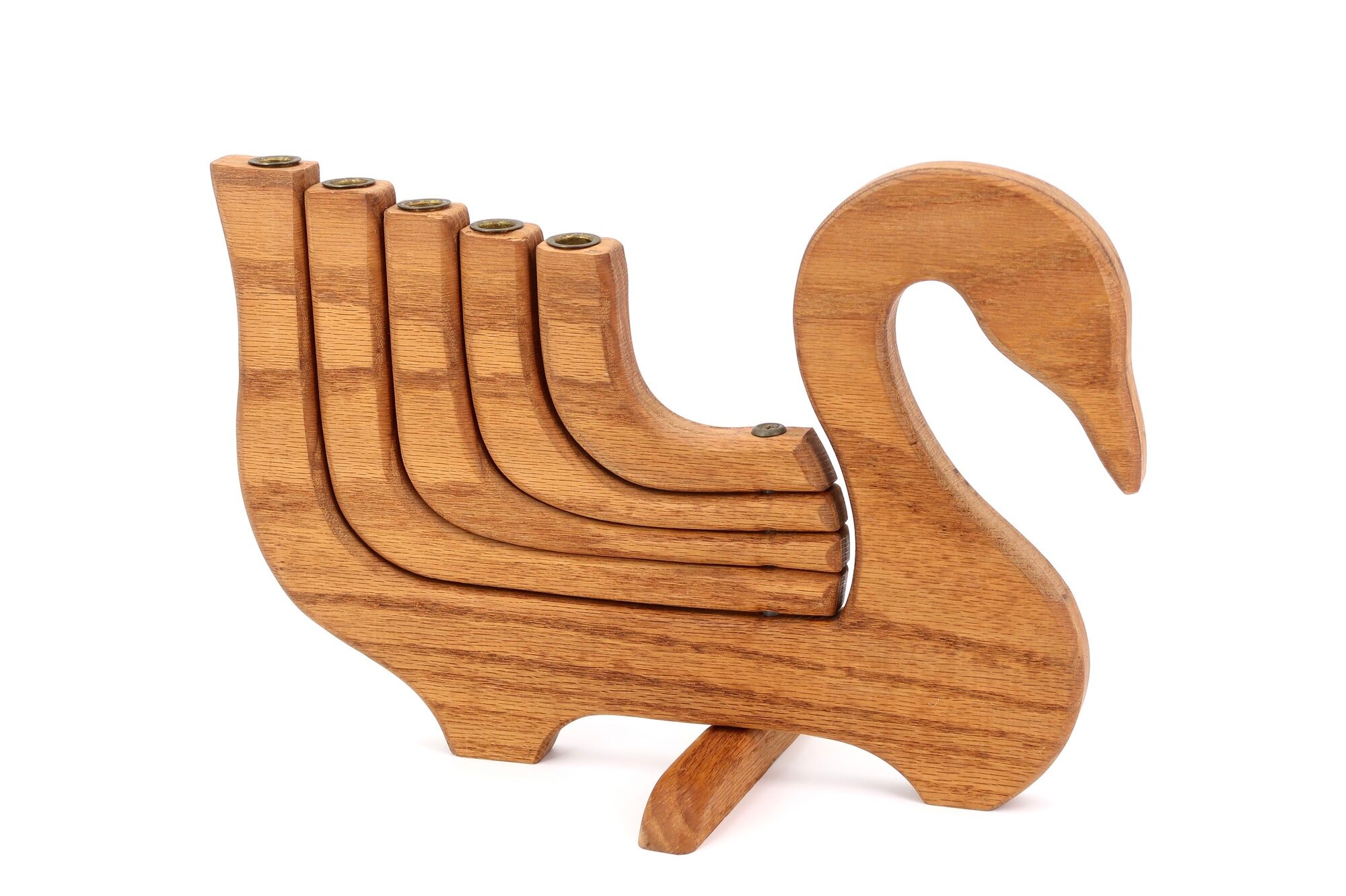 Folding wooden candle holder in the shape of a bird, 70s