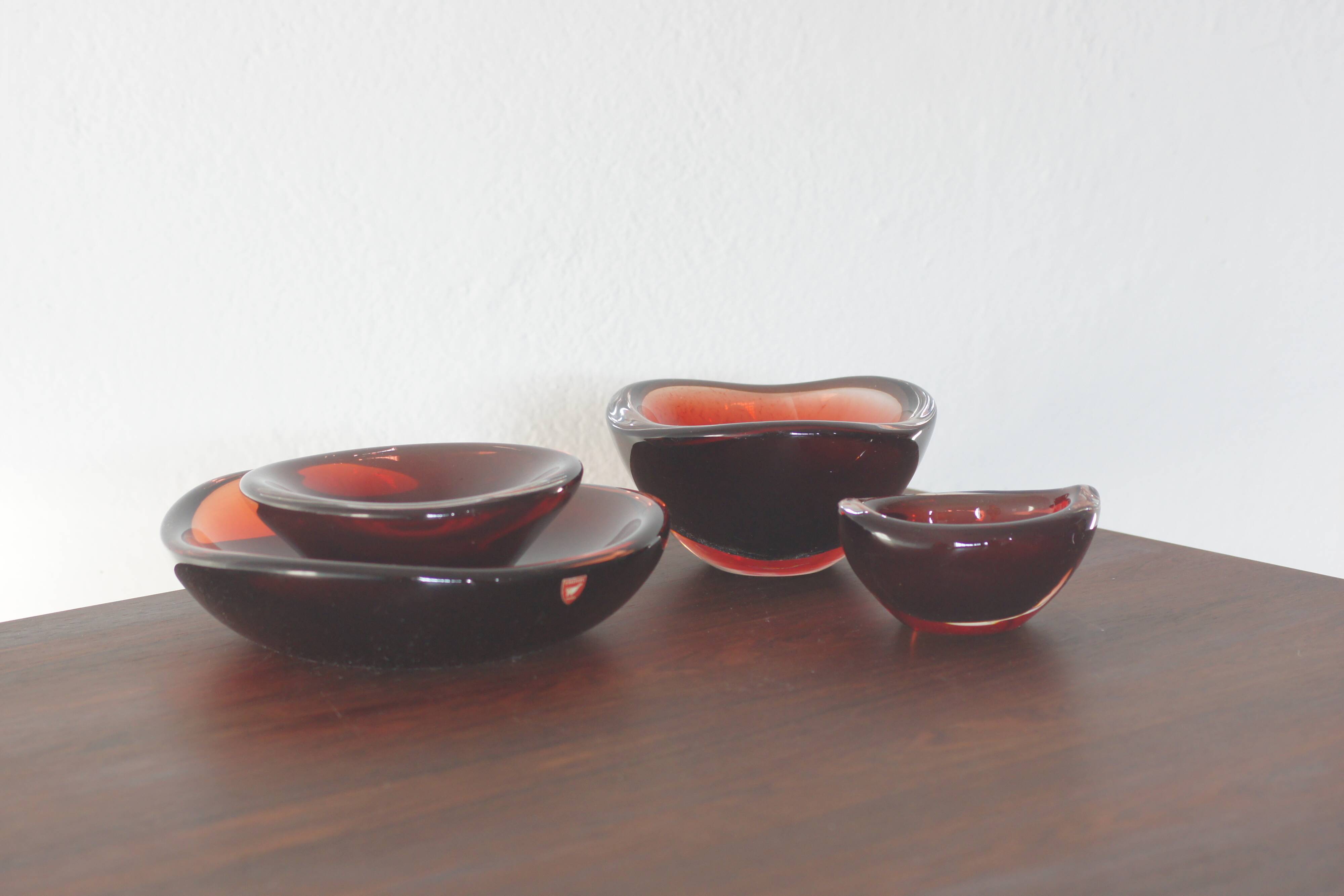 Selena Glass Bowl by Sven Palmqvist for Orrefors, 1950s, Set of 4