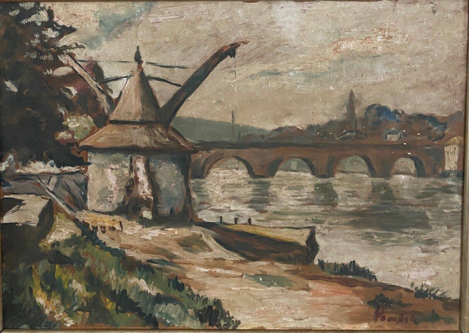 Oil on panel by Poubal 20th century representing a limed frame mill
