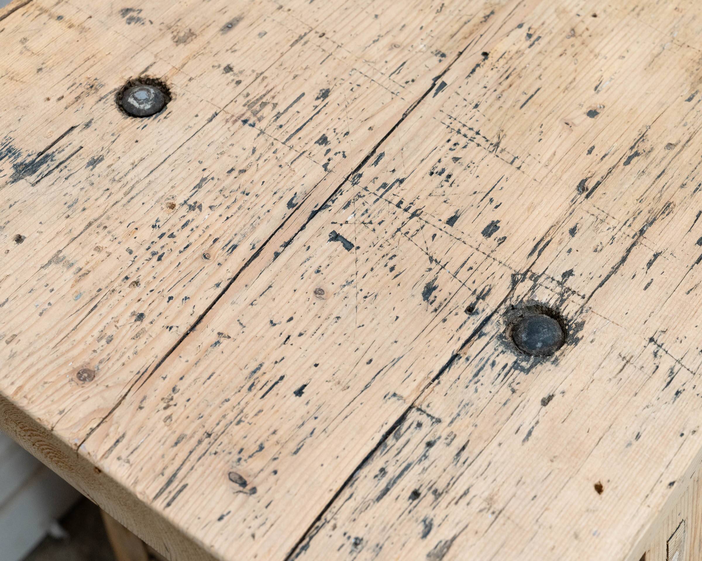 Old pine workbench completely stripped, 1940