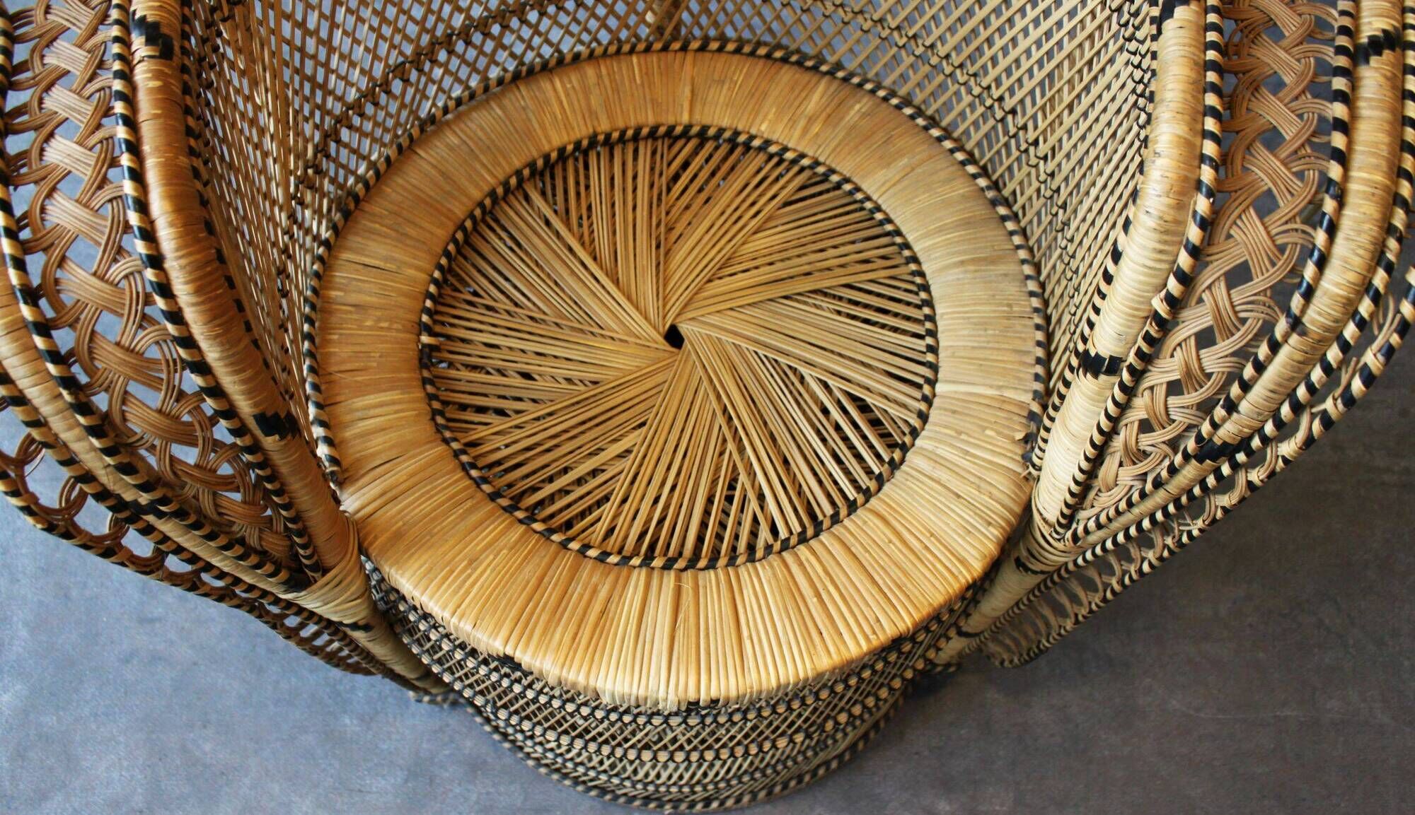 Vintage Emmanuelle de Kok armchair in wicker and bamboo 1970