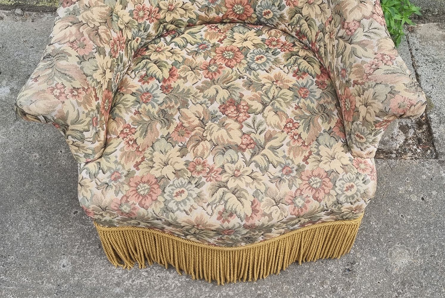 Toad armchair floral tapestry vintage 50s