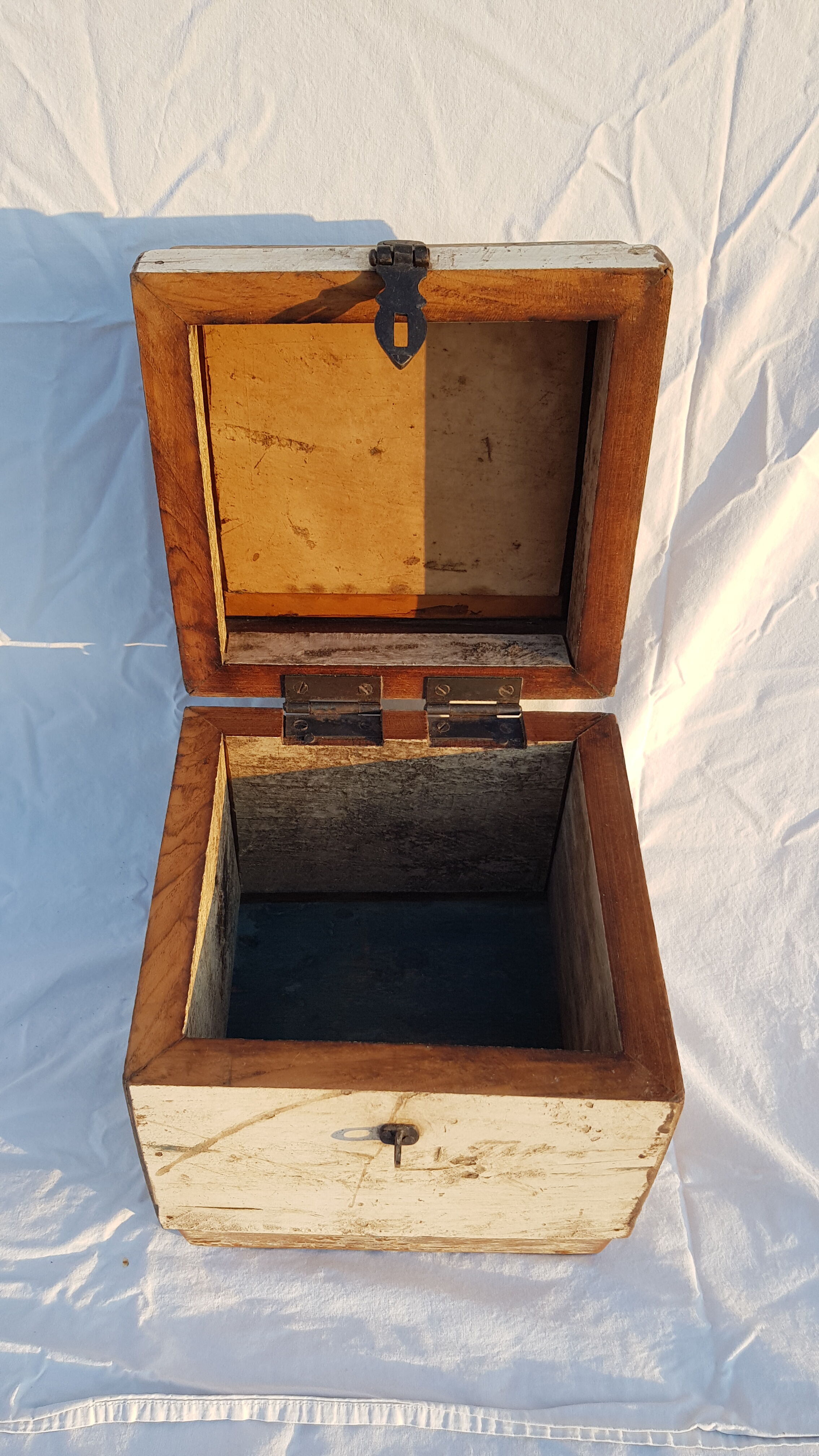 Old teak chest with original unbleached patina