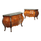 Paire de commodes anciennes style baroque en noyer XIXe siècle