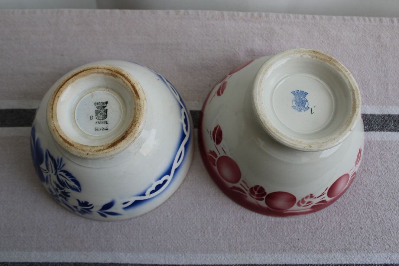 Set of 2 antique ceramic bowls