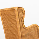 Fauteuil lounge vintage en osier design italien