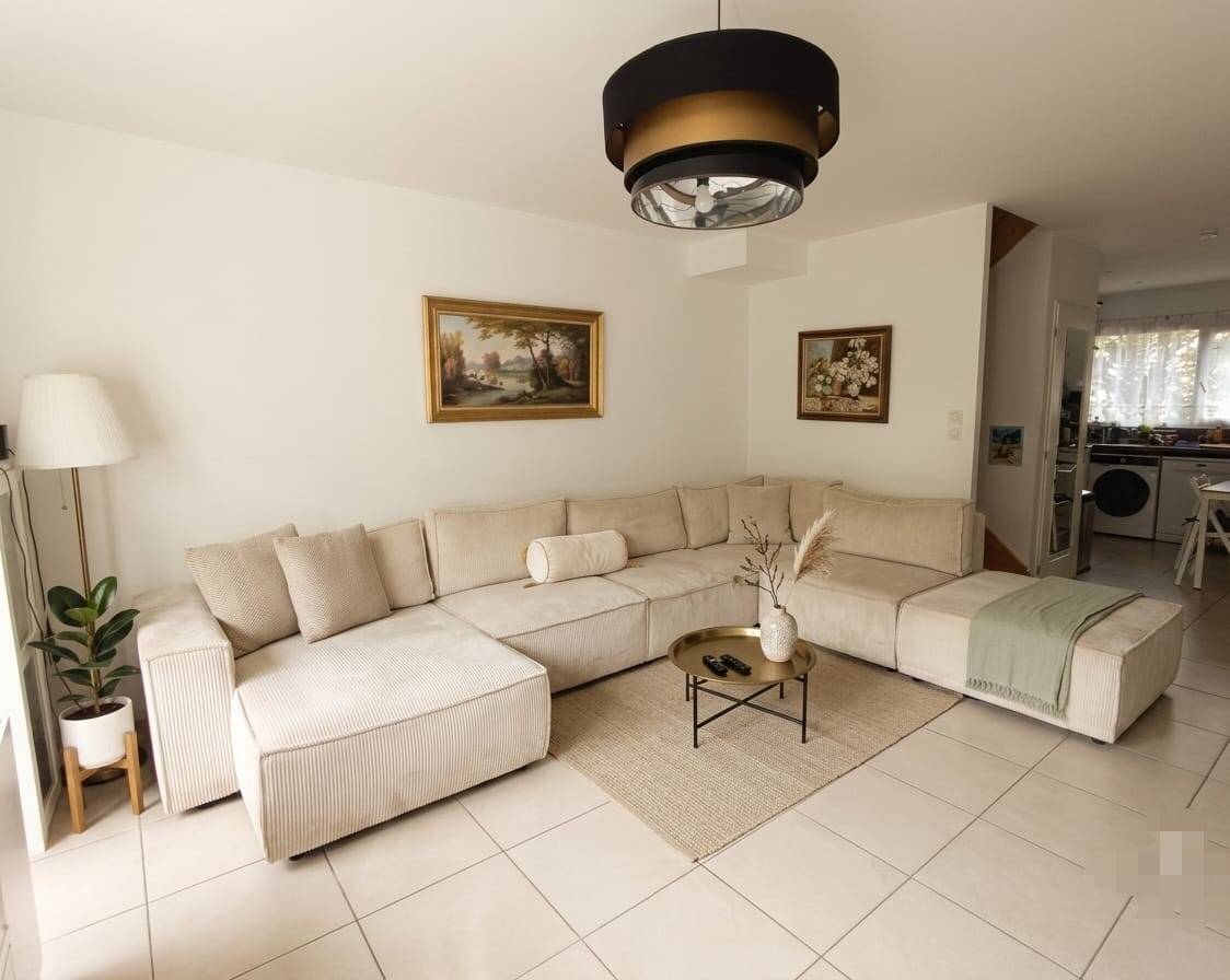 Canapé d'angle modulable xl bobochic nihad velours côtelé beige. très bon é