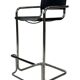 Tabouret de bar vintage en cuir noir et chrome, Italie