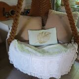 Old crocheted bedside table/plaid