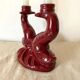 Bougeoir zoomorphe céramique rouge