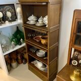 Dark wood display case 4 compartments and 1 drawer