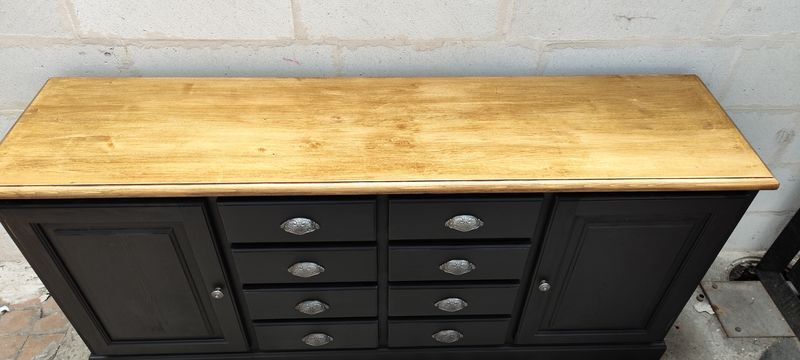 Craft furniture black patina two doors and eight drawers