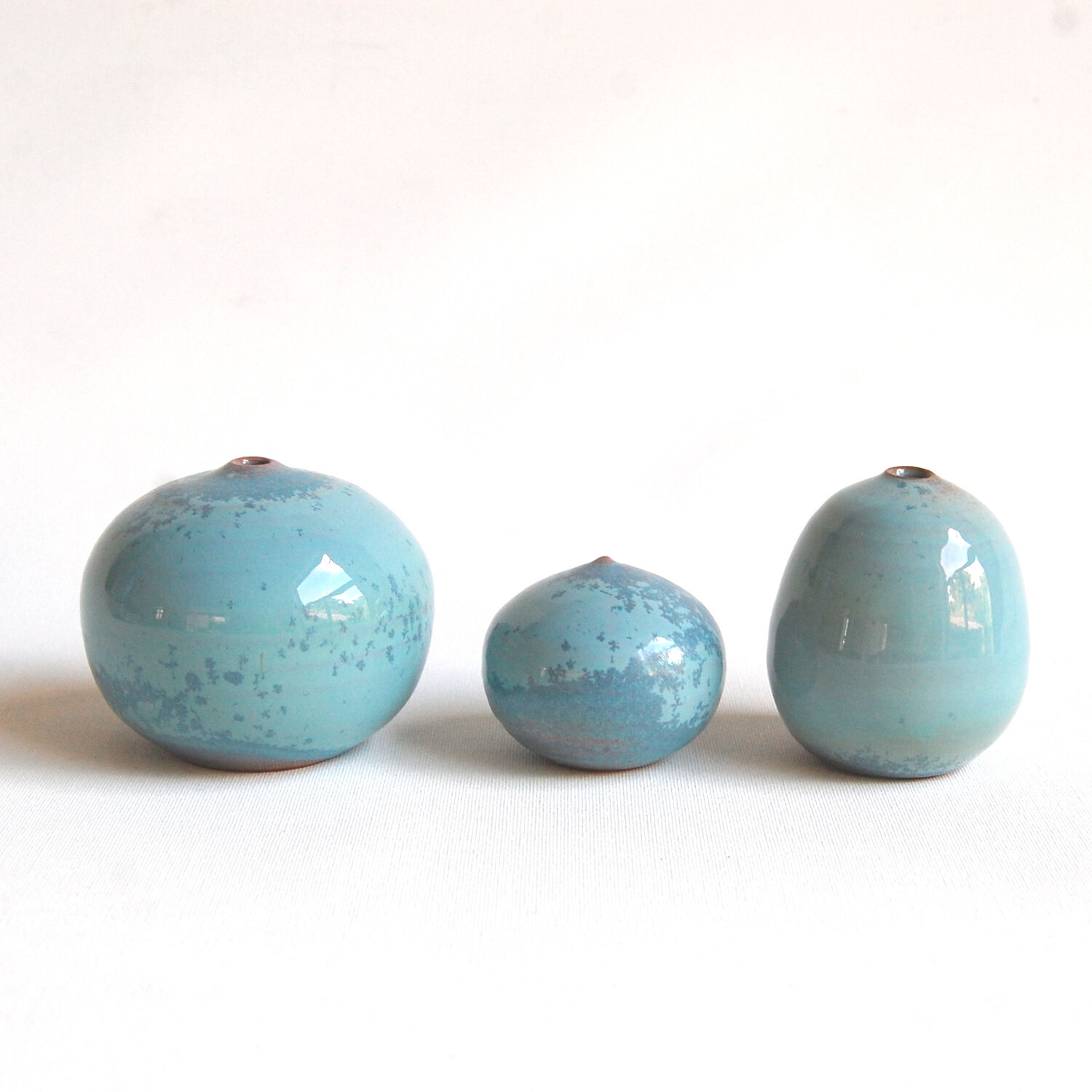 Water green miniature ceramic trio - sky blue Antonio Lampecco