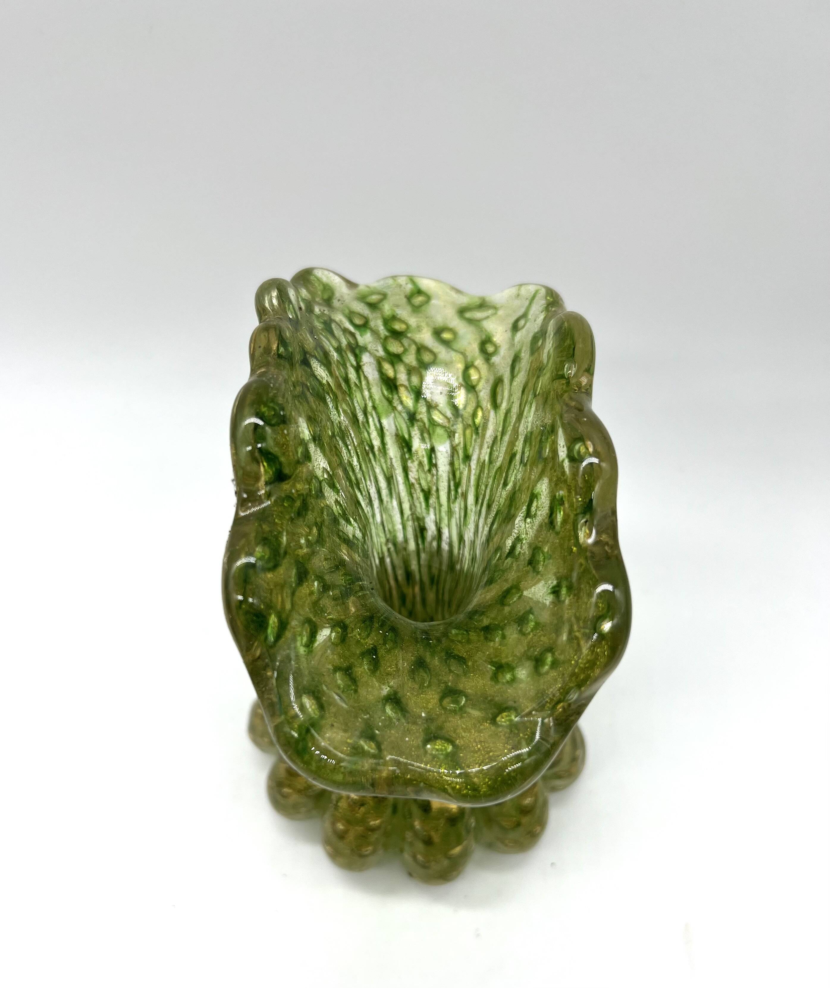 Vase en verre de Murano à inclusions d’or – Italie, vers 1960