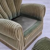 1960s, Danish highback relax armchair, original condition, green furniture velour.