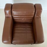 Prototype armchair in brown imitation leather by Michel Ducaroy, France 1970s
