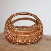 Petit panier vintage en osier tressé – Anse intégrée – Vannerie rétro