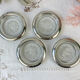 4 vintage glass coasters in glass and silver metal Leonard Silverplate style