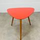 Steiner tripod side table by Baumann, wood, red top, 60s