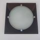 Wall light or ceiling light in frosted glass and leather-like material.