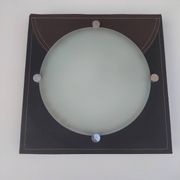 Applique ou plafonnier en verre dépoli et matière façon cuir