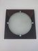 Wall light or ceiling light in frosted glass and leather-like material.