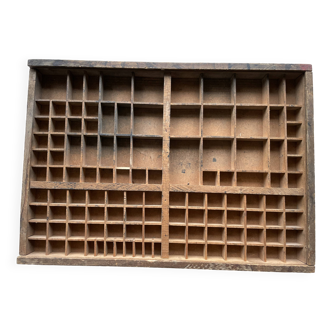 Casier d'imprimerie en bois ancien