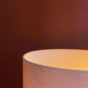 Copper "bouillotte" lamp with Ashoka Silk shade, pom-poms of c