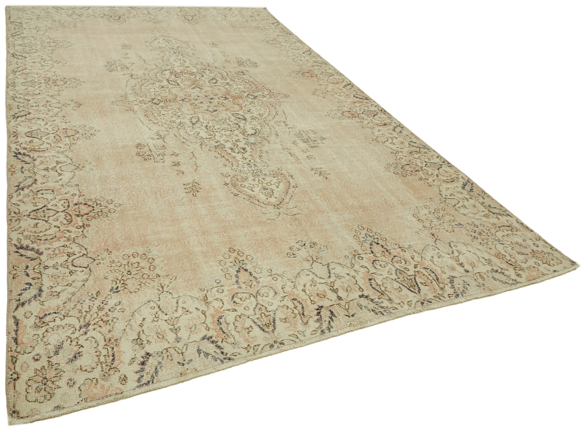Hand-Knotted Persian Vintage 1970s 240 cm x 372 cm Beige Wool Carpet