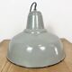 Lampe suspendue en émail gris industriel, années 1960