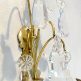 Set of 4 gilt bronze wall lights, crystal papillae