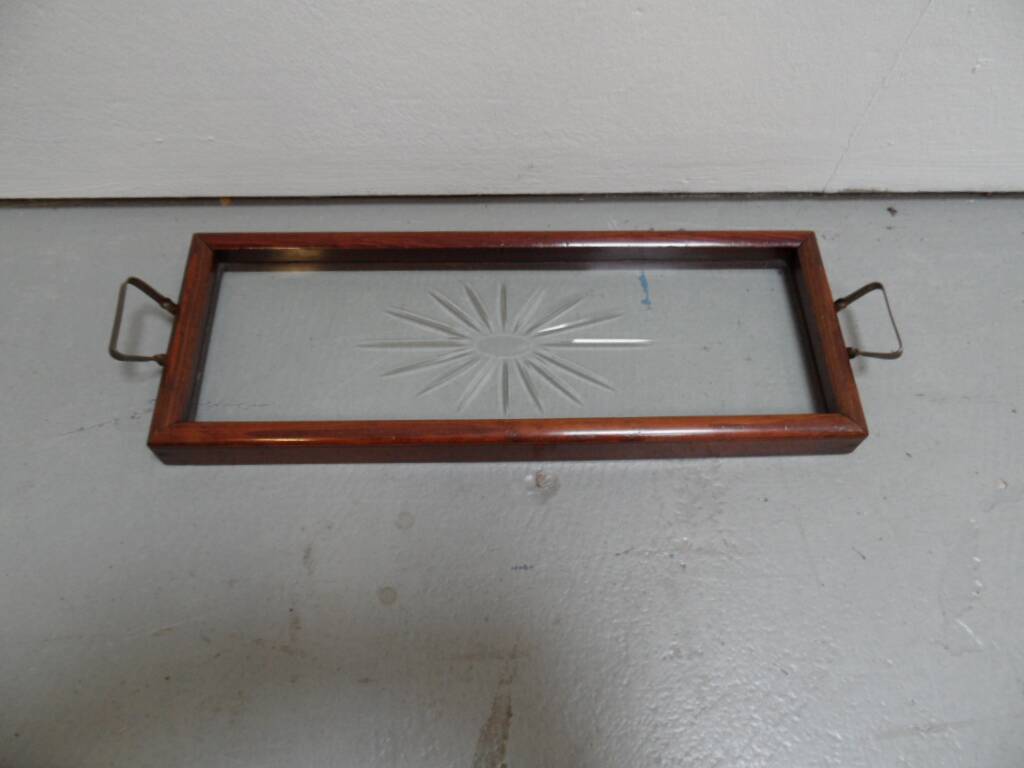 Vintage tray with glass