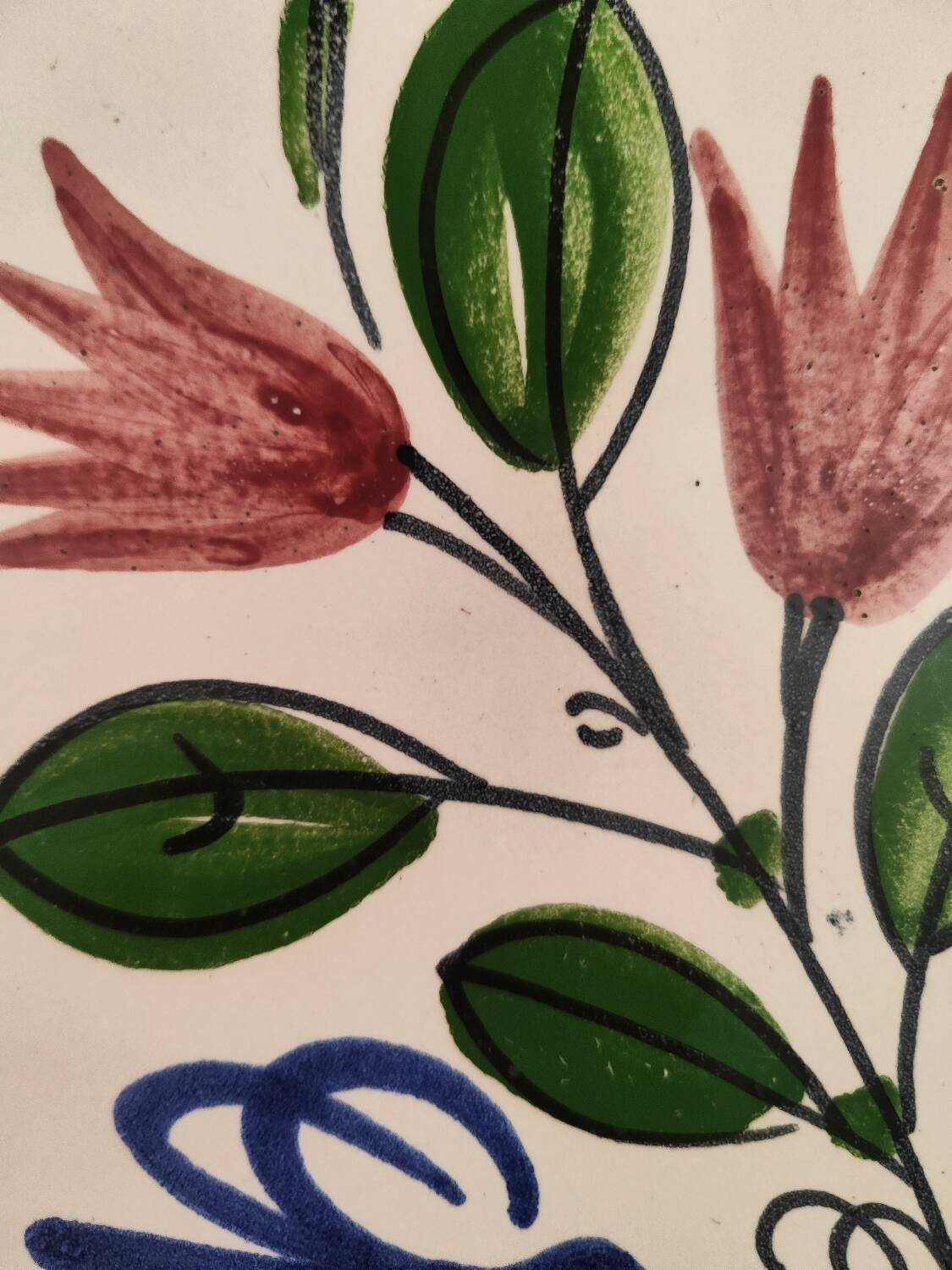 Elchinger ceramic rectangular cake or loaf dish with hand-painted floral pattern