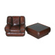 Ensemble fauteuil et table basse cuir, Italie, circa 1970. space age