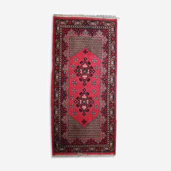 Algerian vintage carpet berber handmade 101cm x 215cm 1970s, 1c404