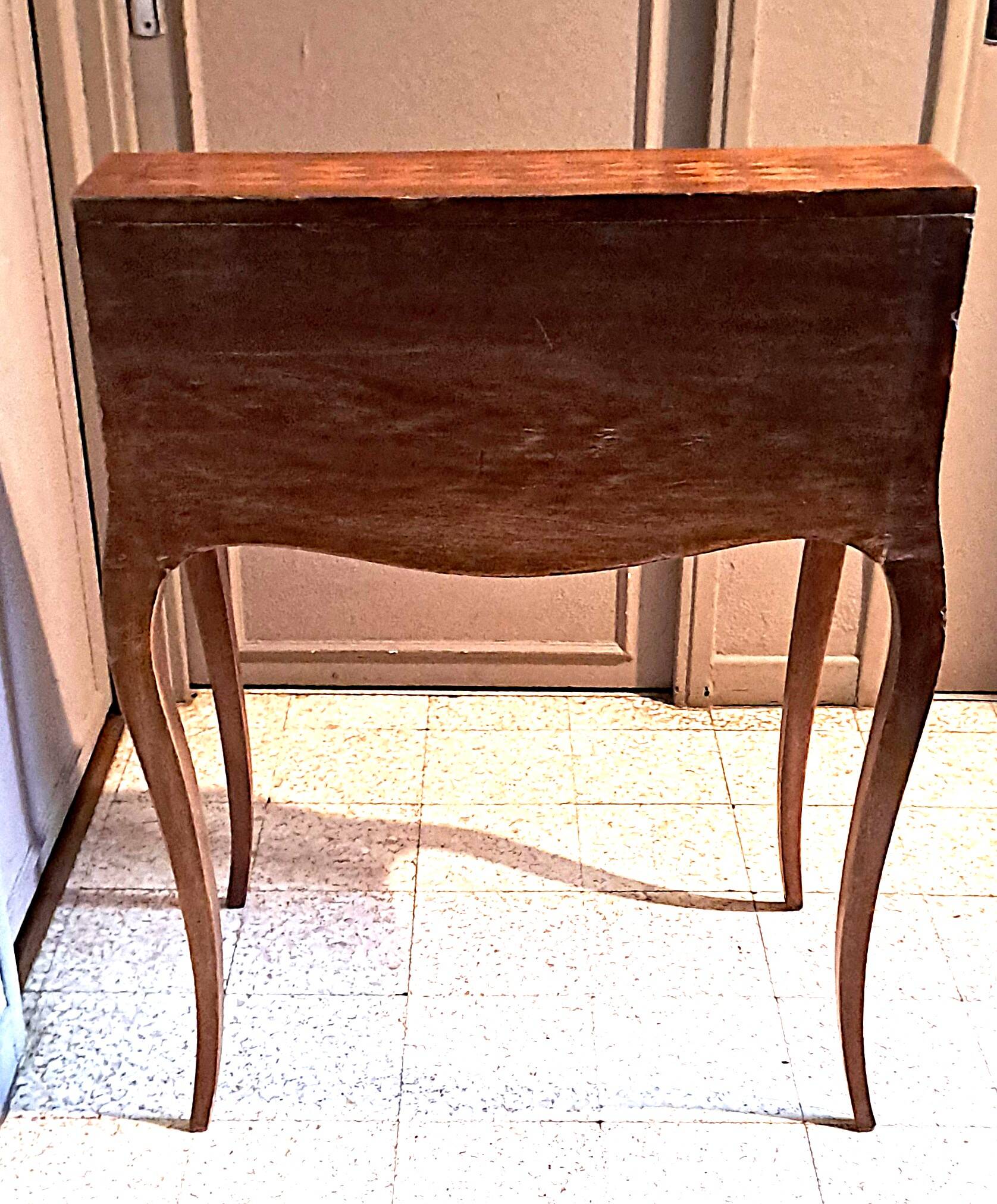 Small 19th century Napoleon III style secretary with folding top and marquetry