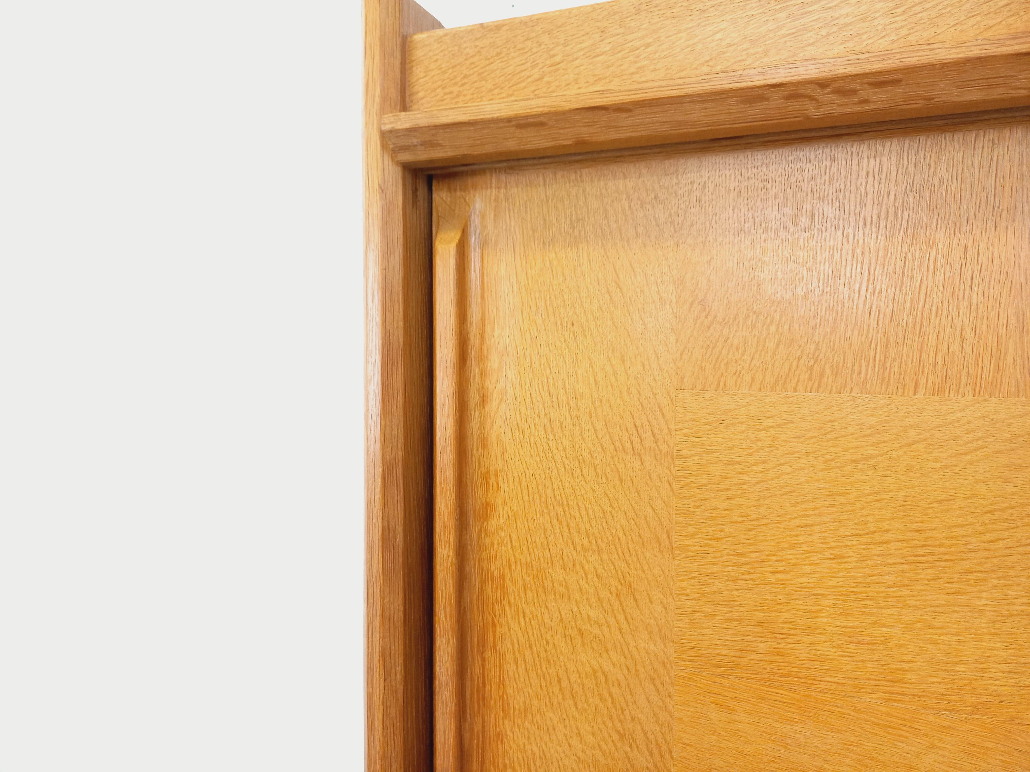 Vintage Guillerme et Chambron wardrobe in solid oak from the 60s