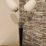 Lampe vintage noir et opaline en verre soufflé