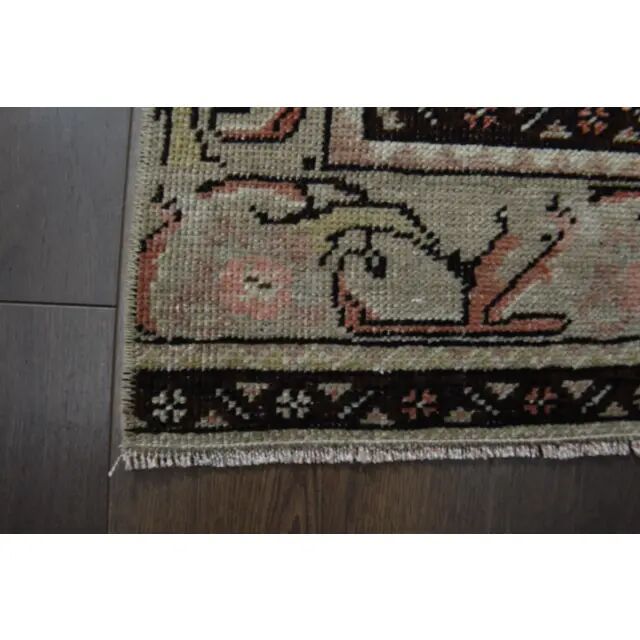 Orange Handmade Wool Turkish Vintage Oushak Runner Rug 94x324