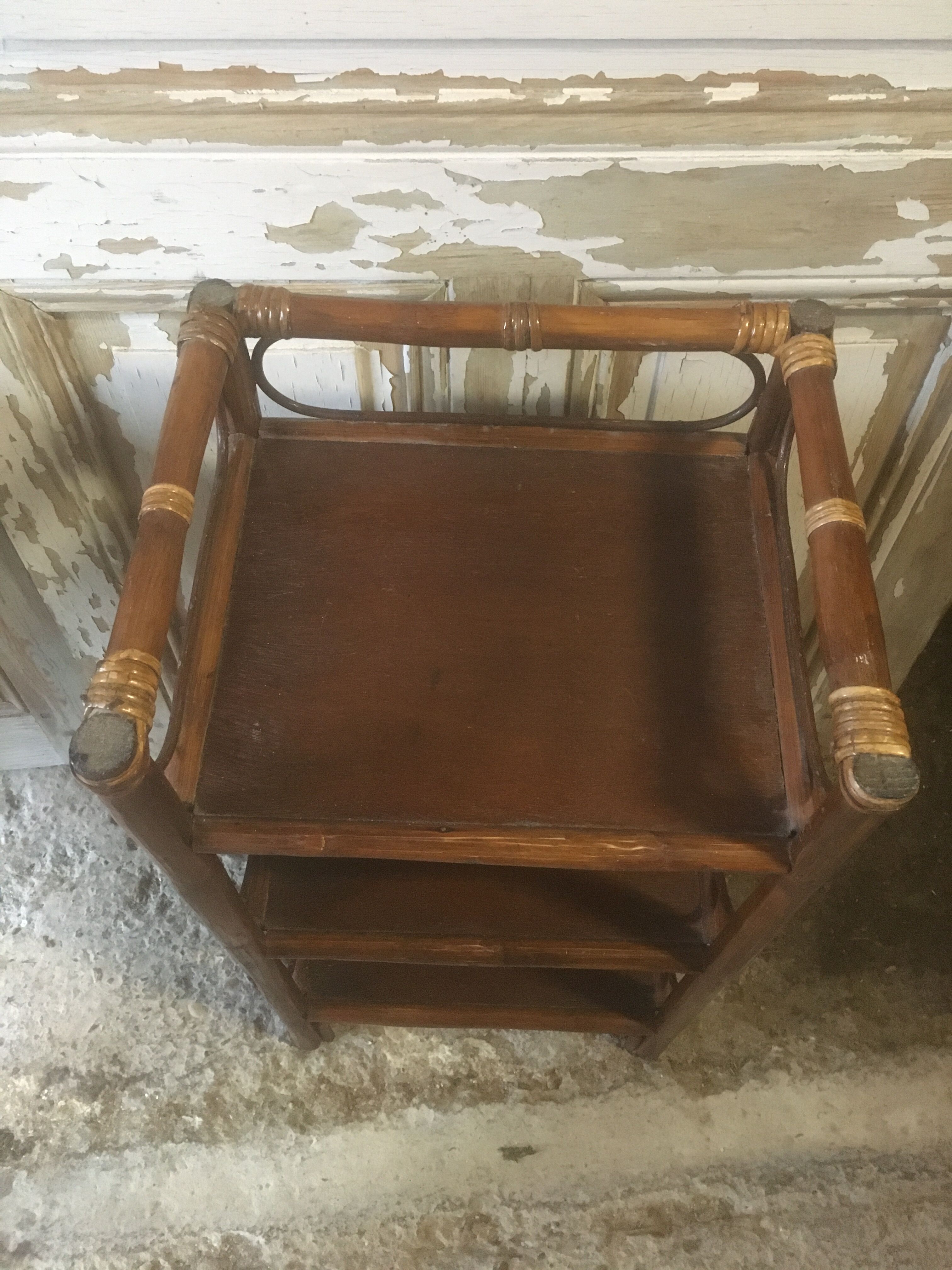 Shelf on rattan legs, 60-70s