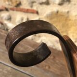 Vintage wooden and wrought iron magazine rack circa 1950s