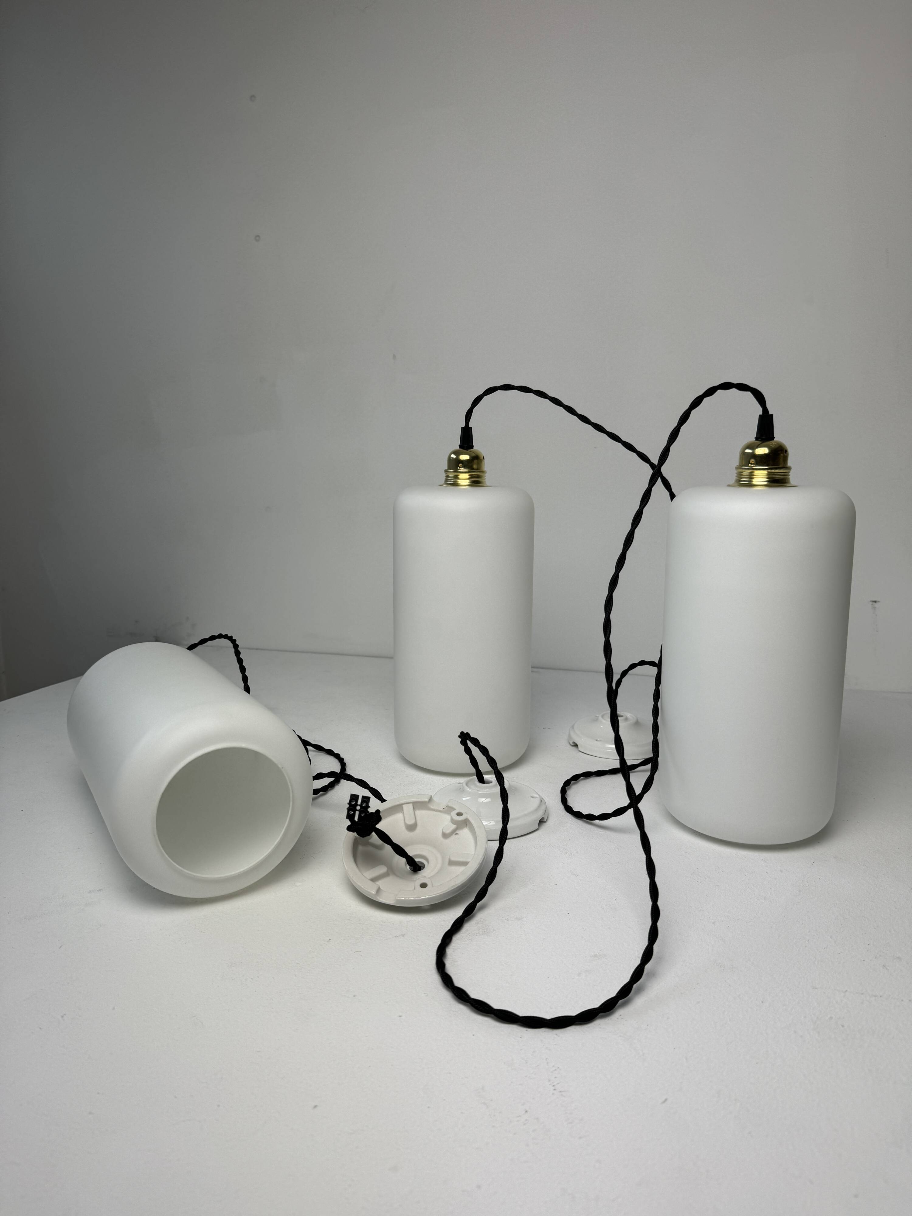 Lot of 3 old vintage xxl opaline pendants