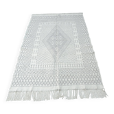 Tapis berbère kilim Margoum en laine beige et grise, Tunisie