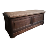 Banc de rangement ancien en chêne français / coffre à couvertures, 1800–1850